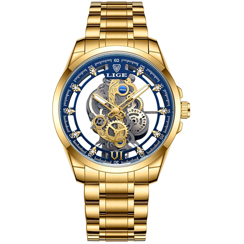 Elevate Your Style with the 2026 Gold Skeleton Automatic Quartz Watch - Luxury Men's Timepiece