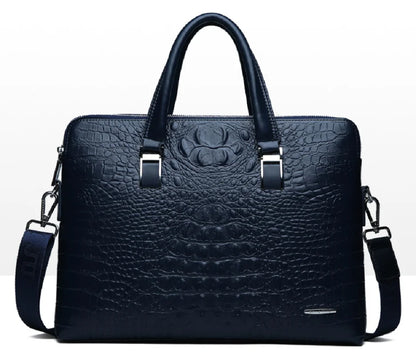 Elevate Your Style with the 2025 Men's Crocodile Pattern Leather Briefcase - Spacious, Sophisticated, and Perfect for Business!