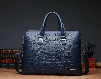 Elevate Your Style with the 2025 Men's Crocodile Pattern Leather Briefcase - Spacious, Sophisticated, and Perfect for Business!