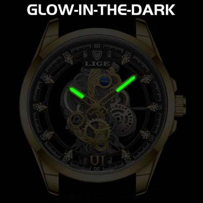 Elevate Your Style with the 2026 Gold Skeleton Automatic Quartz Watch - Luxury Men's Timepiece