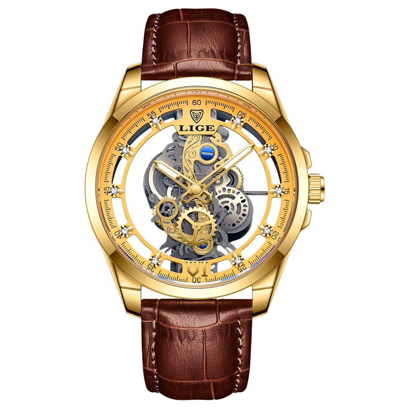 Elevate Your Style with the 2026 Gold Skeleton Automatic Quartz Watch - Luxury Men's Timepiece